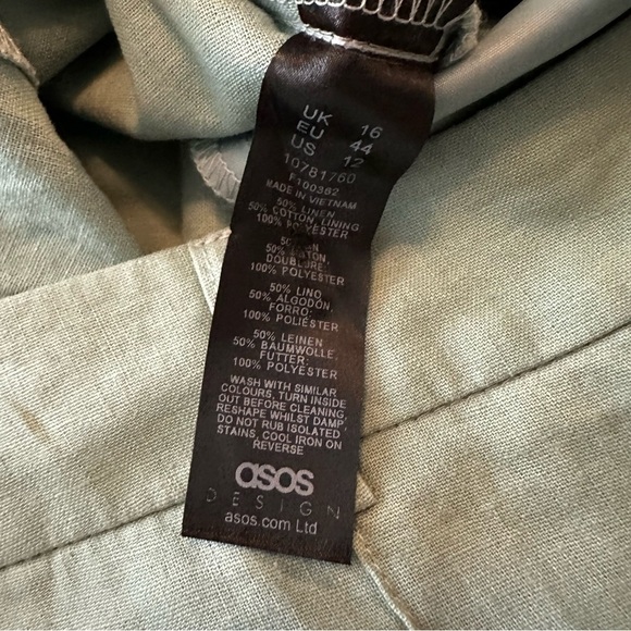 ASOS Design dad linen pants light green size 12 - Picture 6 of 8